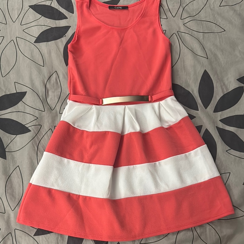 Coral and White kids summer dress